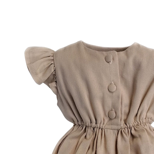 Linen Little Robin's Romper, Stone