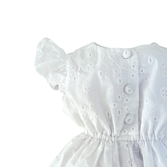 White Anglaise Little Robin's Romper