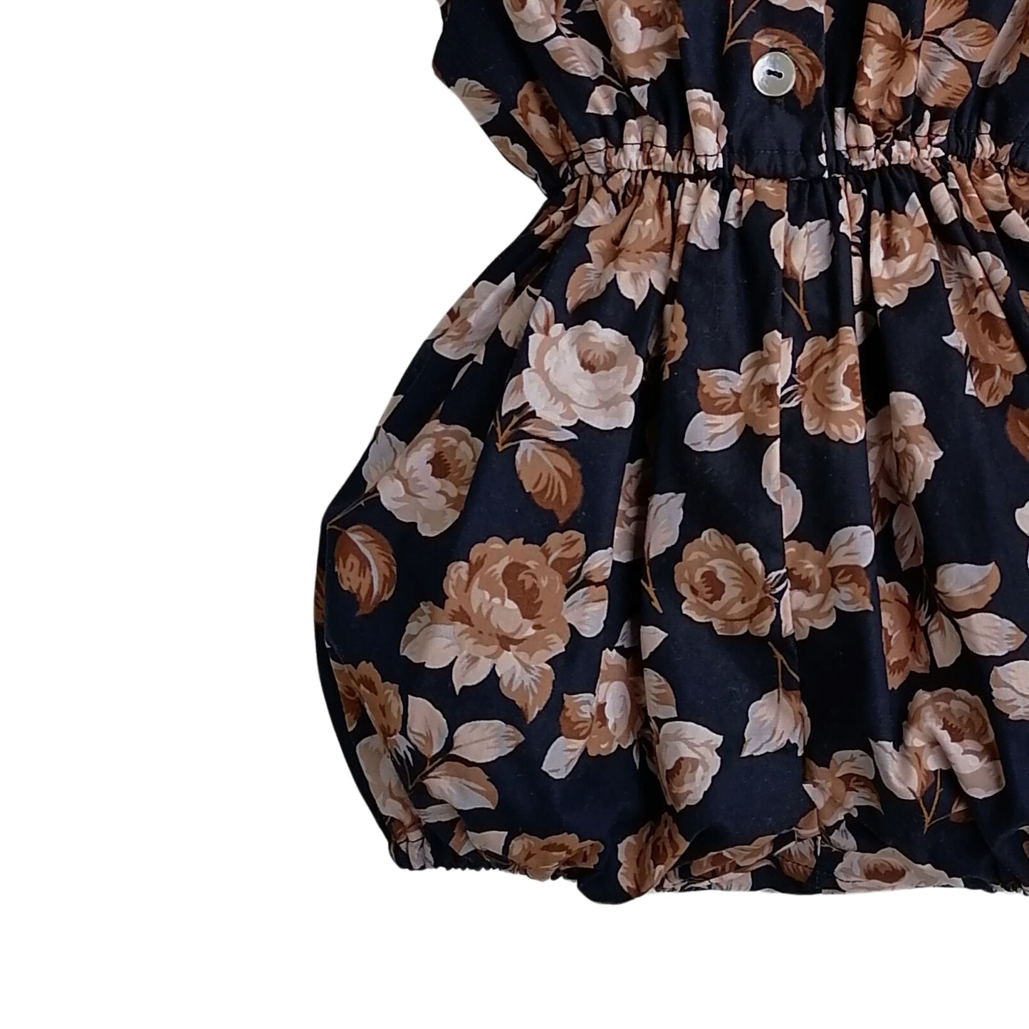 Cotton Little Robin's Romper, Navy with Stone floral print