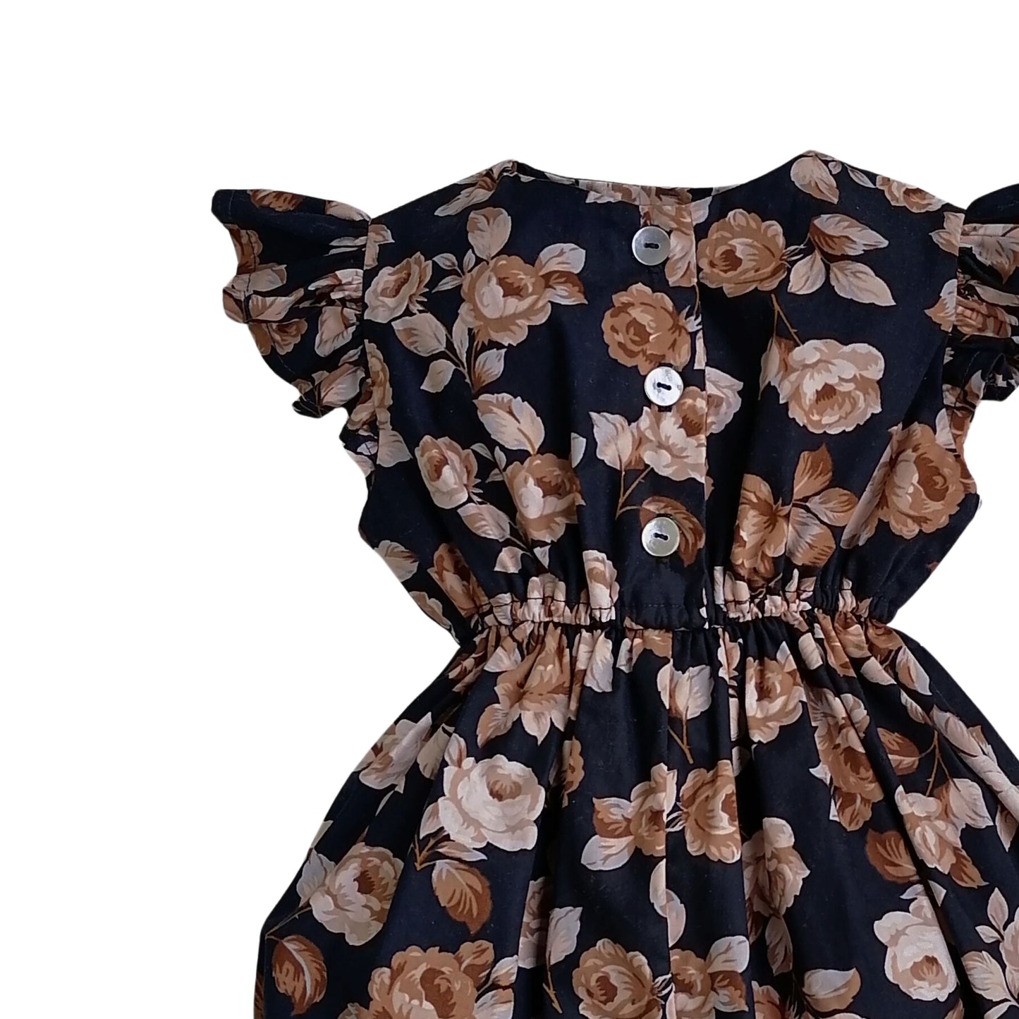 Cotton Little Robin's Romper, Navy with Stone floral print