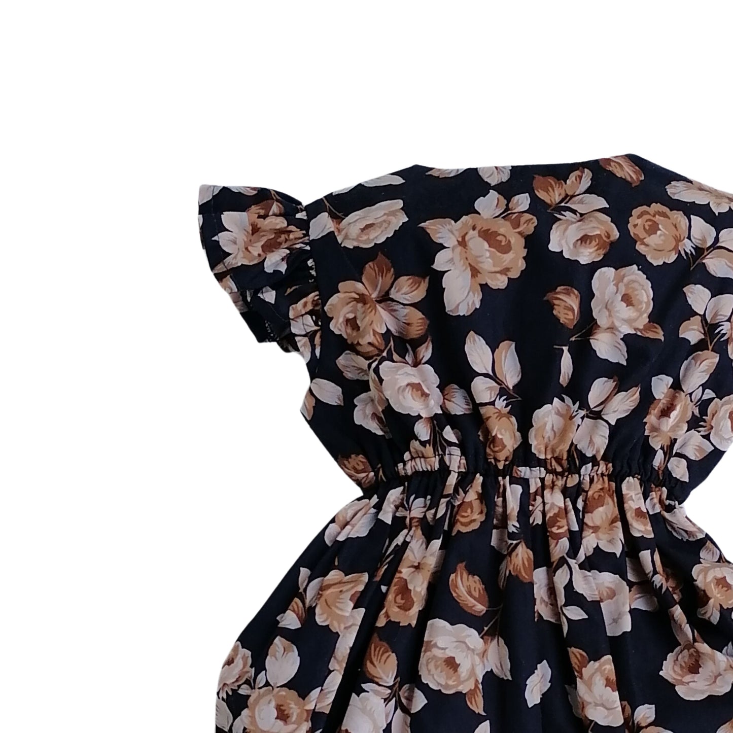 Cotton Little Robin's Romper, Navy with Stone floral print