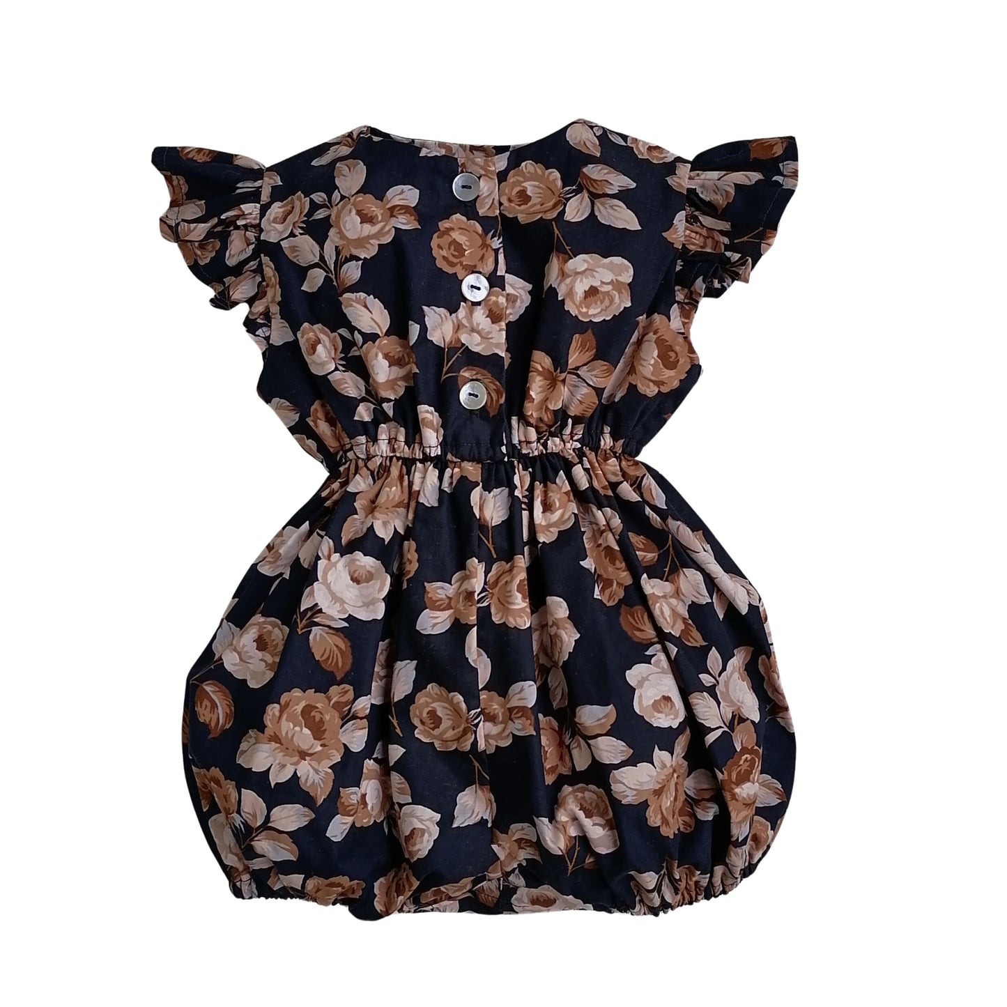 Cotton Little Robin's Romper, Navy with Stone floral print