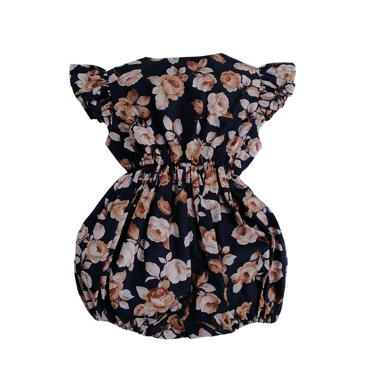 Cotton Little Robin's Romper, Navy with Stone floral print