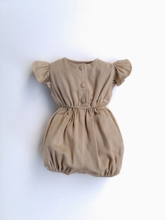 Linen Little Robin's Romper, Stone