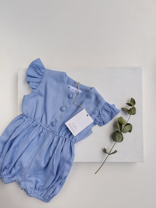 Linen Little Robin's Romper, Powder Blue